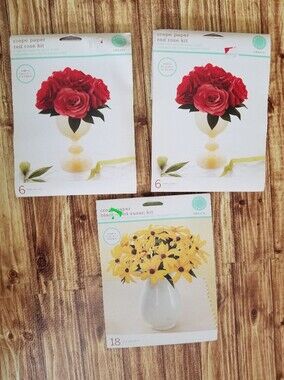 Martha Stewart Create Crepe Paper Flower Kit Red Roses Yellow Black-Eyed Susan